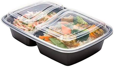 Caserola termo neagra cu doua compartimente - 200 buc/set